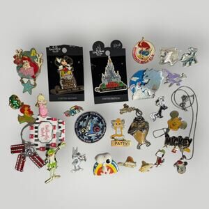 Character Collectibles Lot 27 pcs Pins, Keychains, Magnet, Necklace Mixed Brands